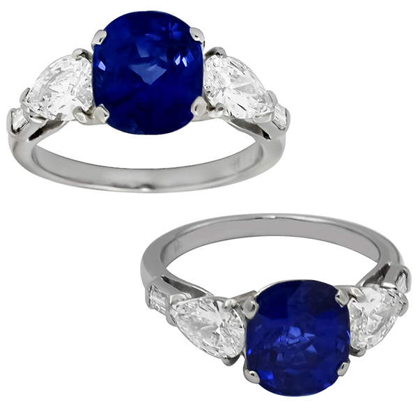 sapphire diamond platinum engagement ring 1