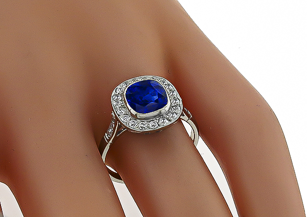 3.12ct Sapphire 0.80ct Diamond Engagement Ring Photo 1