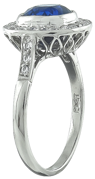 3.12ct Sapphire 0.80ct Diamond Engagement Ring Photo 1