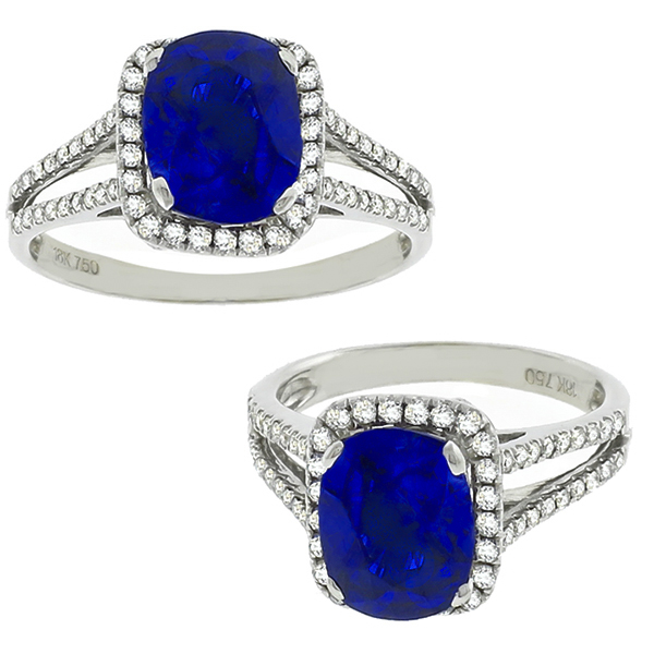 sapphire diamond 18k white gold engagement ring 1