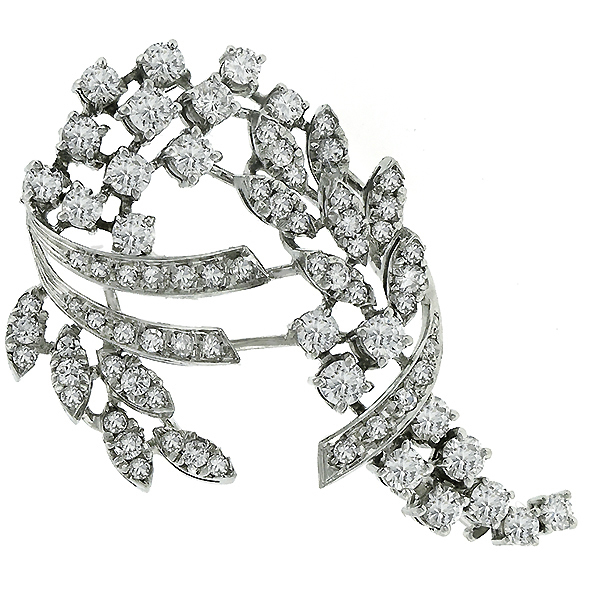 diamond platinum floral pin 1