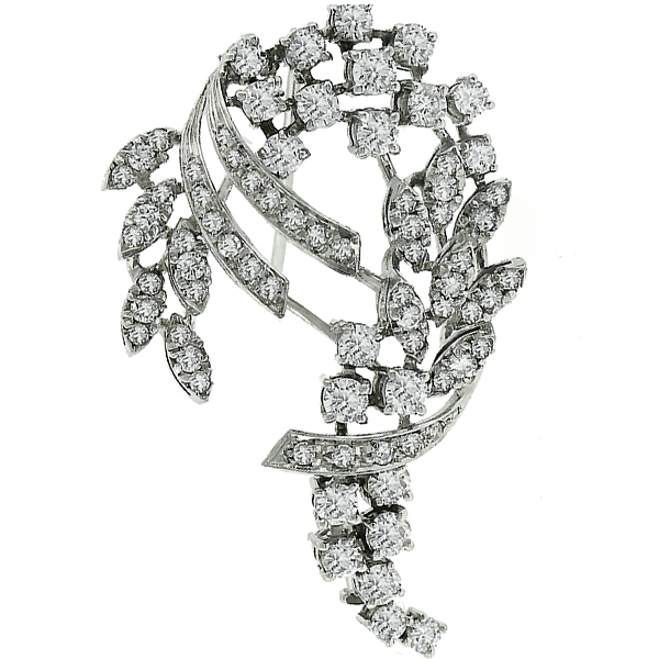 diamond platinum floral pin 1