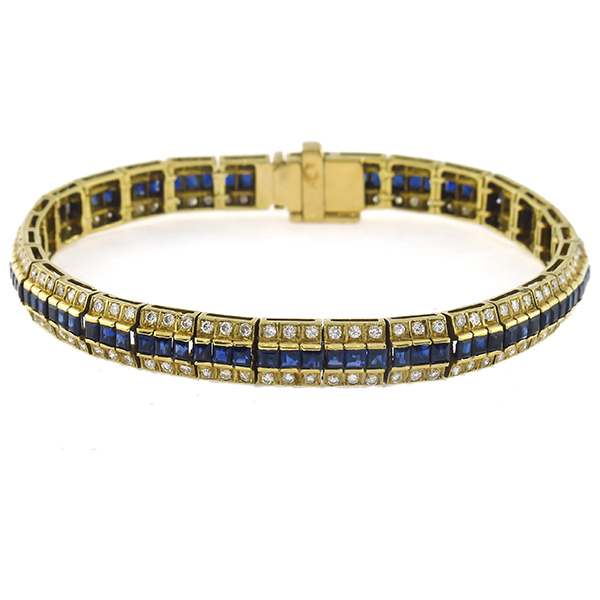 14k yellow gold sapphire diamond bracelet 1