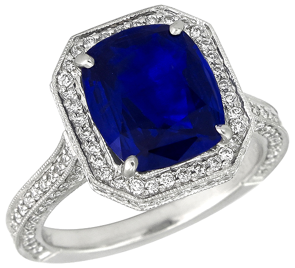 3.75ct ceylon sapphire 2.50ct diamond engagement ring photo 1