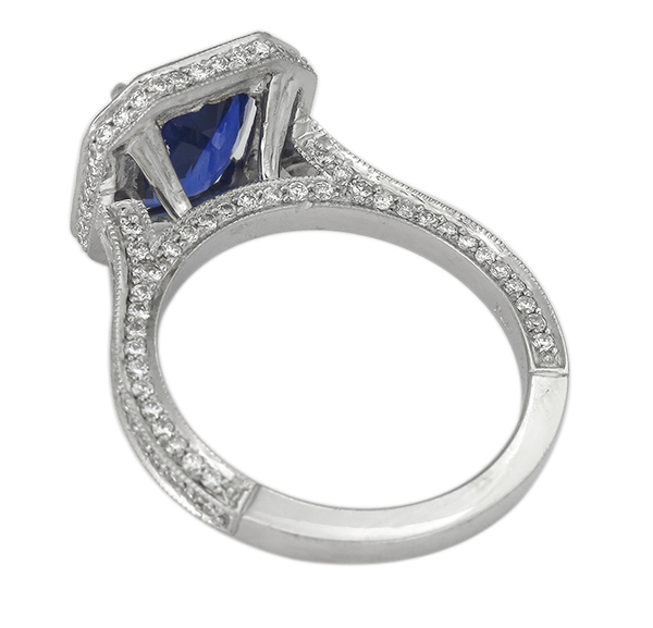 3.75ct ceylon sapphire 2.50ct diamond engagement ring photo 1