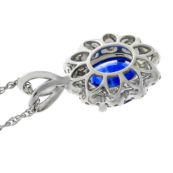 4.00ct Sapphire 1.50ct Diamond Gold Pendant Necklace | Israel Rose