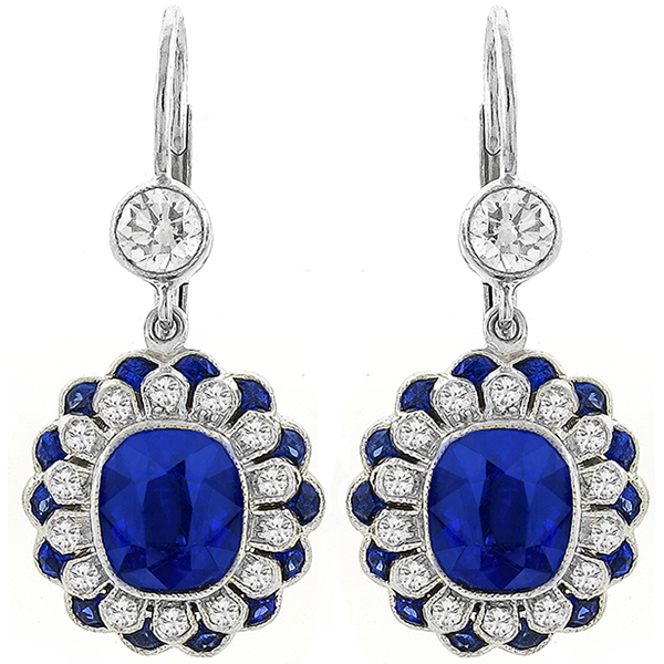 Estate 4.54ct Sapphire 1.04ct Diamond Gold Earrings 