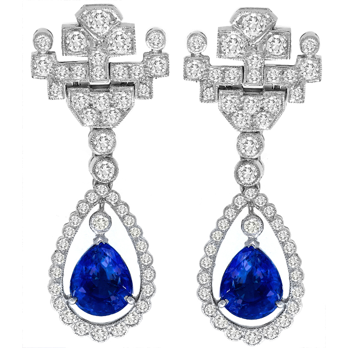 4.96ct Sapphire Diamond Earrings  
