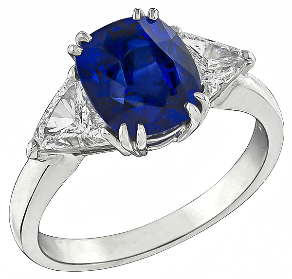 3.74ct Sapphire 1.00ct Diamond Engagement Ring Photo 1