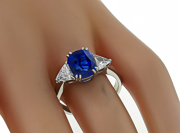 3.74ct Sapphire 1.00ct Diamond Engagement Ring Photo 1