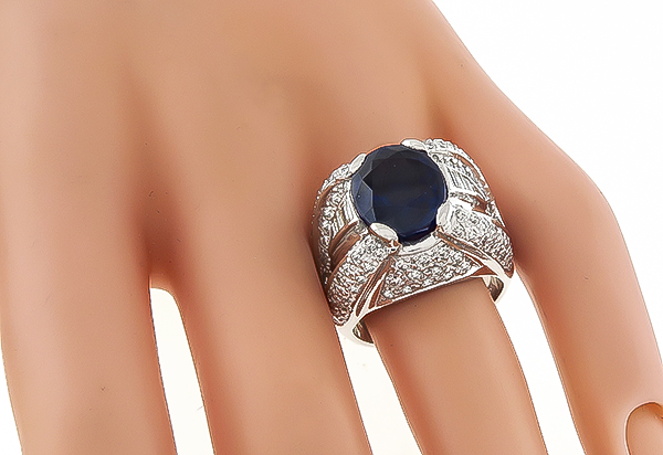 4.00ct Sapphire 2.00ct Diamond Ring Photo 1