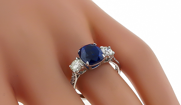 4.04ct Sapphire 0.65ct Diamond Engagement Ring Photo 1