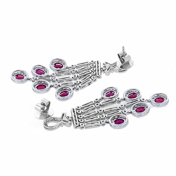 8k white gold ruby and diamond earrings 1