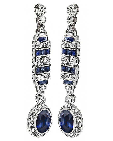 4.37ct Sapphire 1.40ct Diamond Earrings