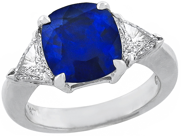4.52ct Sapphire 0.88ct Diamond Engagement Ring Photo 1