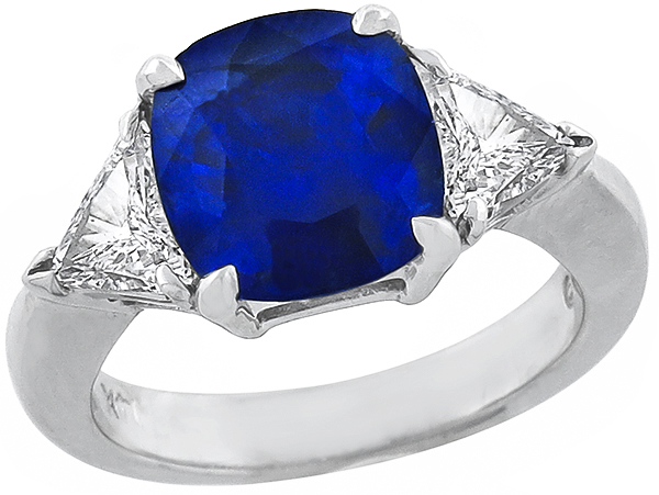 4.52ct Sapphire 0.88ct Diamond Engagement Ring Photo 1