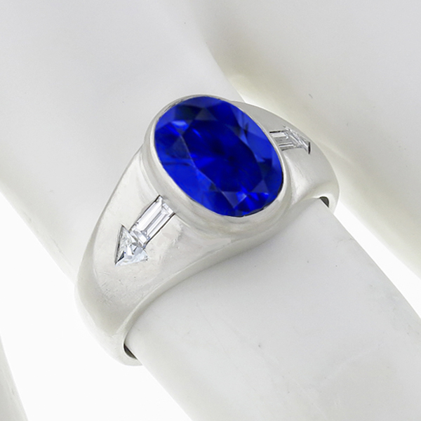  estate diamond sapphire platinum ring 1