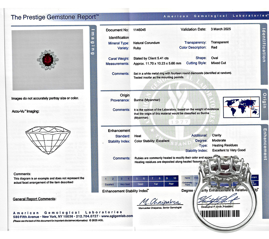 Estate 5.41ct Ruby 1.80ct Diamond Engagement Ring