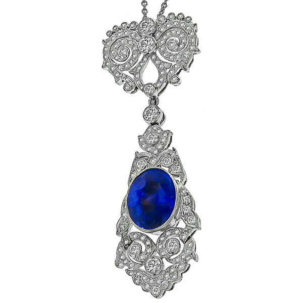 5.12ct Sapphire 1.31ct Diamond Pendant Photo 1