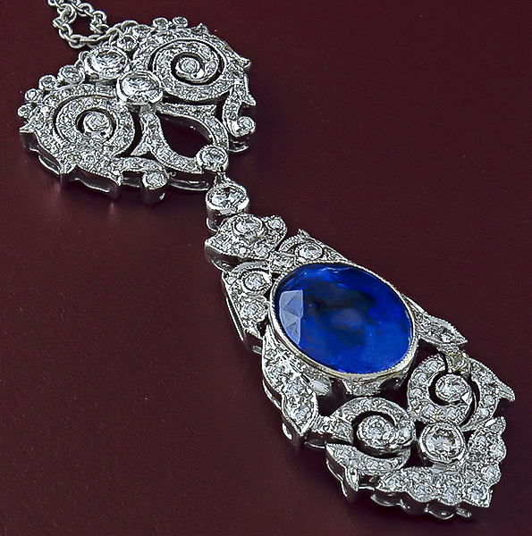 5.12ct Sapphire 1.31ct Diamond Pendant Photo 1