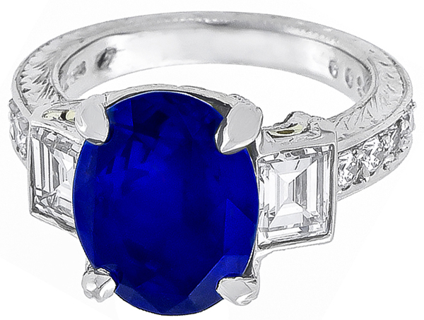 5.19ct sapphire 0.98ct diamond engagement ring photo 1