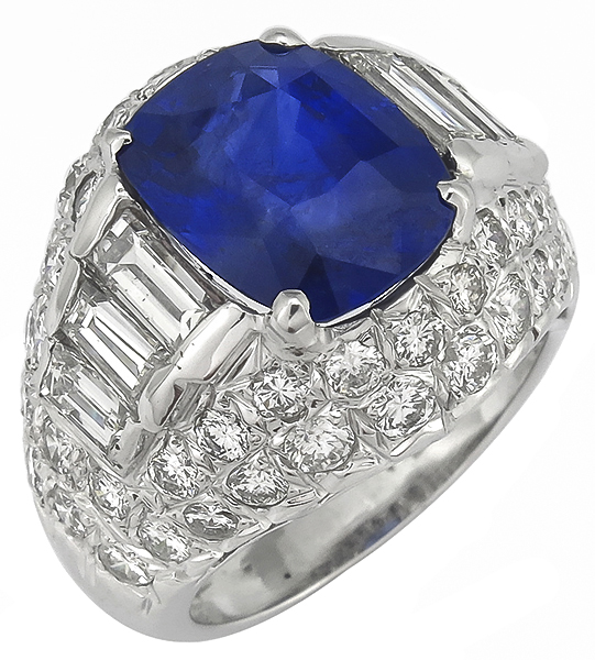 5.36ct ceylon sapphire 2.40ct diamond gold ring photo 1