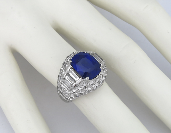 5.36ct ceylon sapphire 2.40ct diamond gold ring photo 1