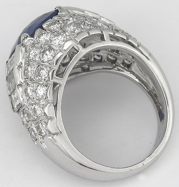 5.36ct ceylon sapphire 2.40ct diamond gold ring photo 1