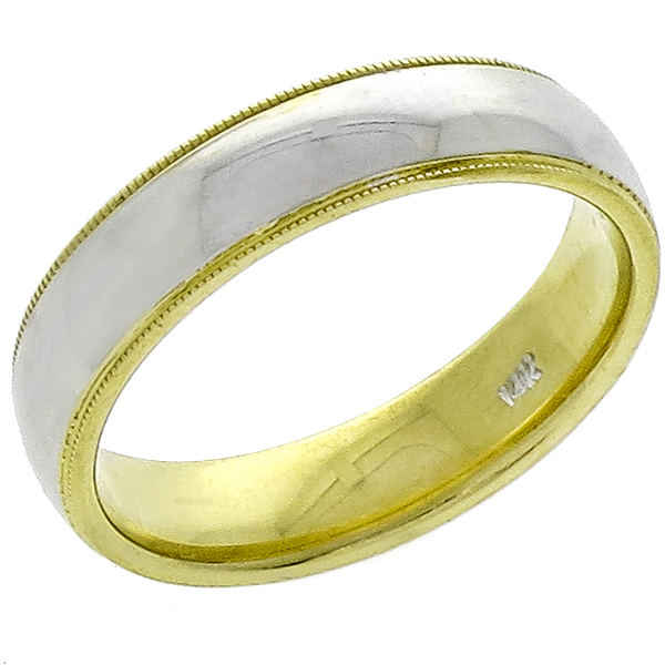 2 Tone Gold Milgrain Wedding Band