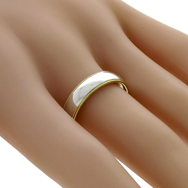 2 Tone Gold Milgrain Wedding Band