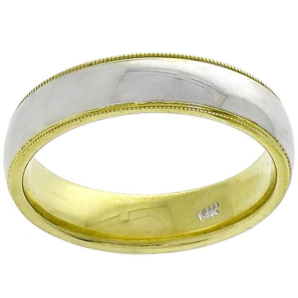 2 Tone Gold Milgrain Wedding Band