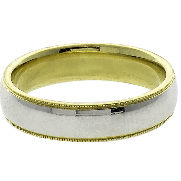 2 Tone Gold Milgrain Wedding Band