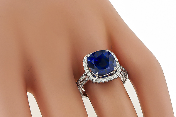 6.40ct Sapphire 1.50ct Diamond Engagement Ring