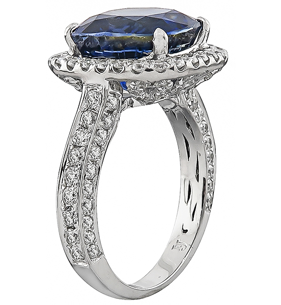 6.40ct Sapphire 1.50ct Diamond Engagement Ring