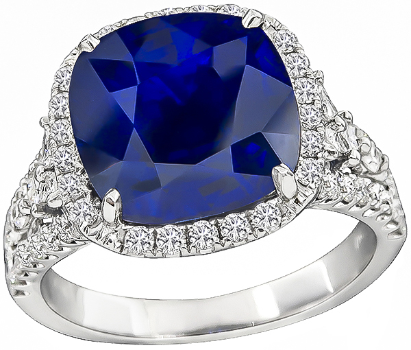 6.85ct Sapphire 0.50ct Diamond Engagement Ring