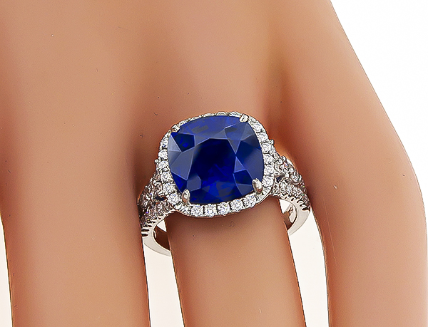 6.85ct Sapphire 0.50ct Diamond Engagement Ring