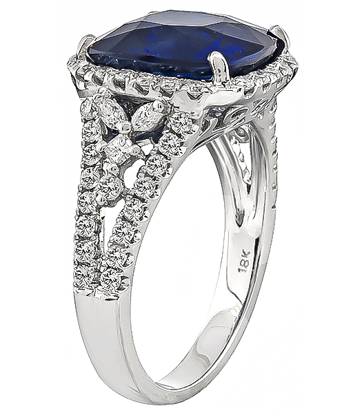 6.85ct Sapphire 0.50ct Diamond Engagement Ring