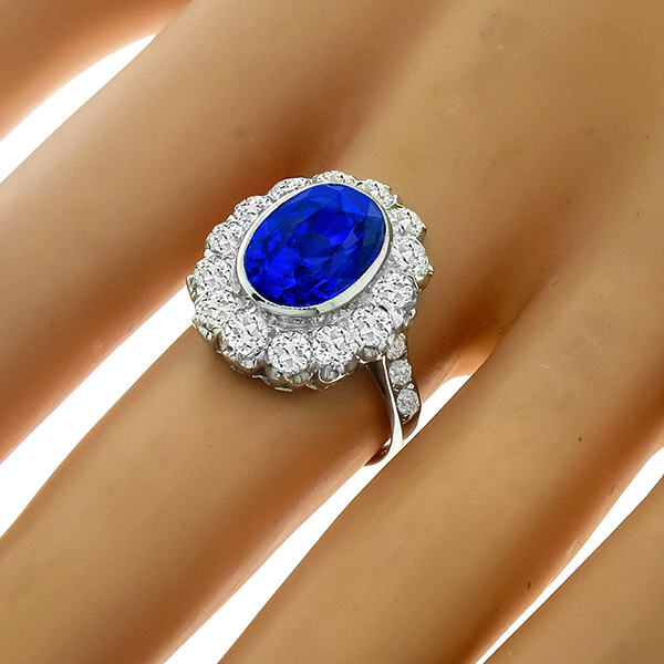 7.34ct Sapphire Diamond Gold Ring