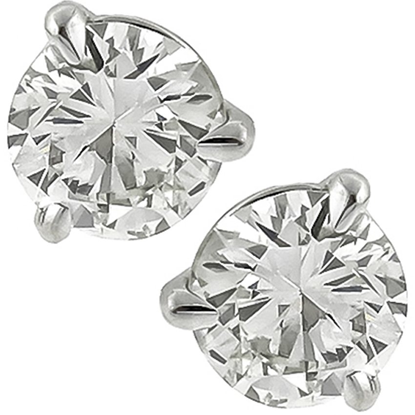 14k white gold push back diamond studs earrings 1