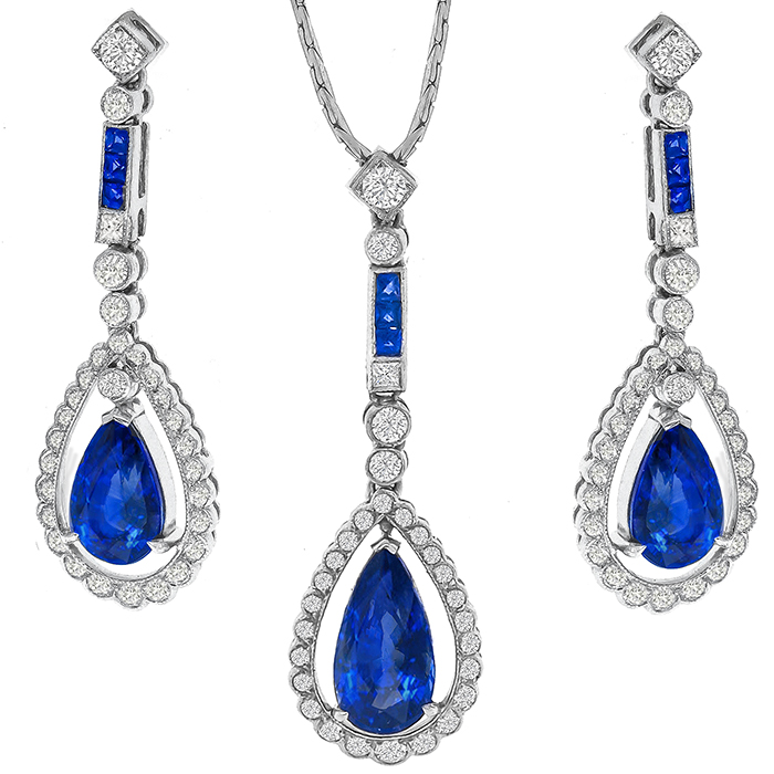 8.50cttw Sapphire  Diamond  Gold  Jewlery Set | Israel Rose