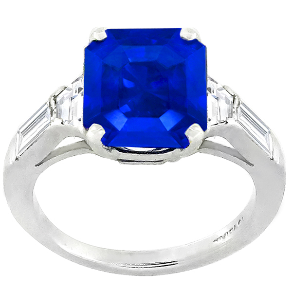 Estate 4.08ct Sapphire 0.80ct Diamond Platinum Ring 