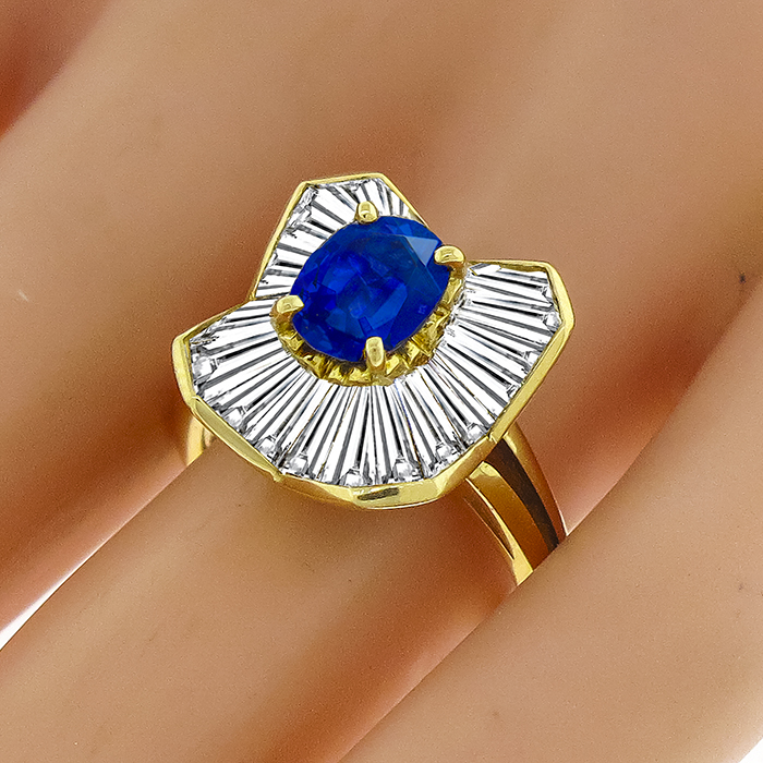 Oscar Heyman 2.00ct Sapphire Diamond Gold Ring