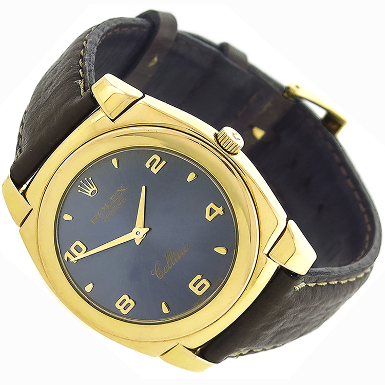 Rolex Cellini Gold Leather Watch