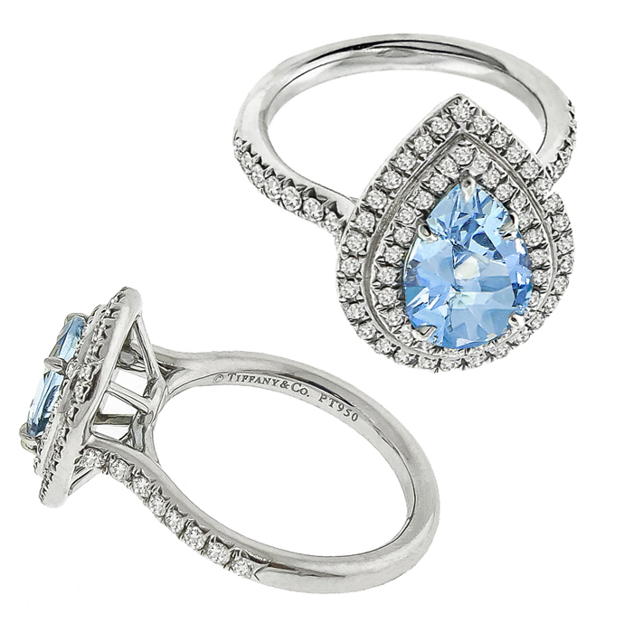 Tiffany Soleste 2.50ct Aquamarine Diamond Ring