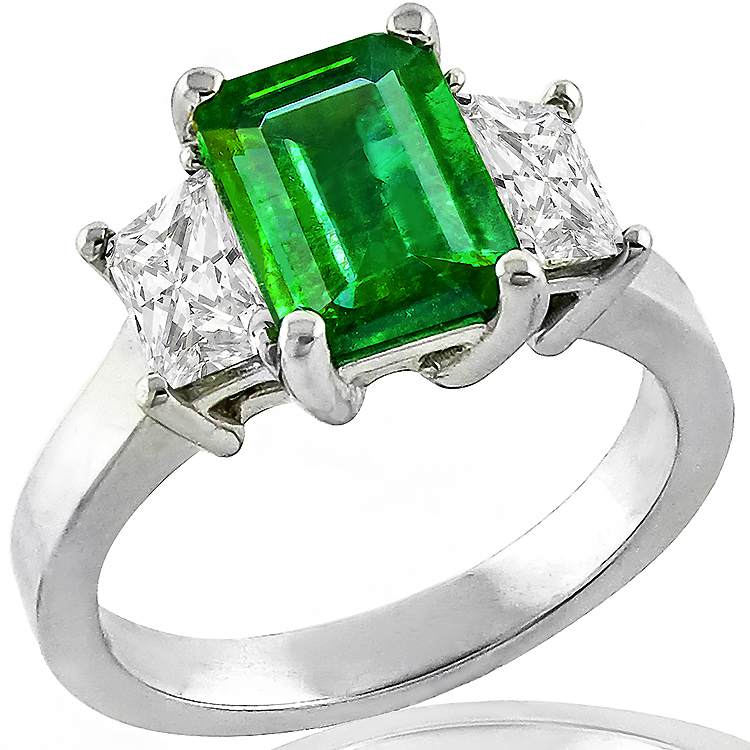 1.57ct Colombian Emerald 0.78ct Diamond Gold Ring