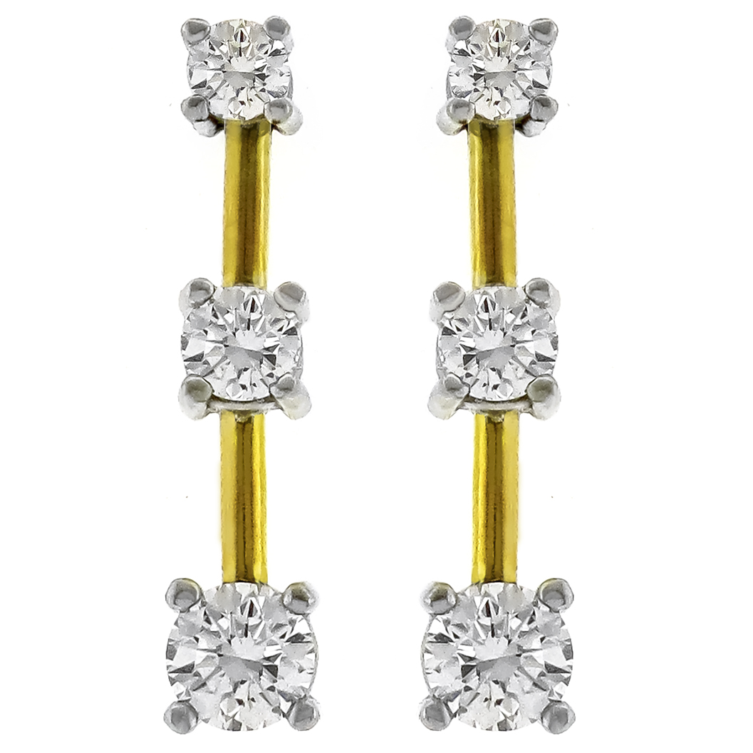 1.40ct Diamond 2 Tone Gold Line Earrings