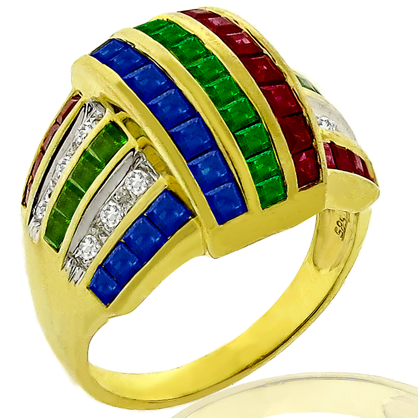 Diamond Sapphire Ruby Emerald Gold Ring