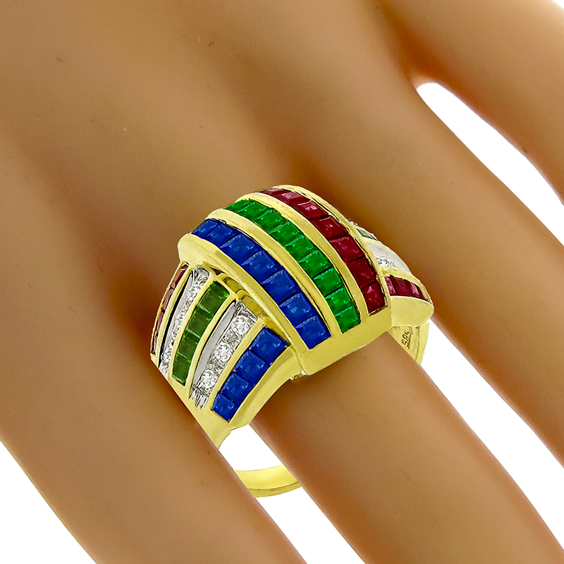 Diamond Sapphire Ruby Emerald Gold Ring