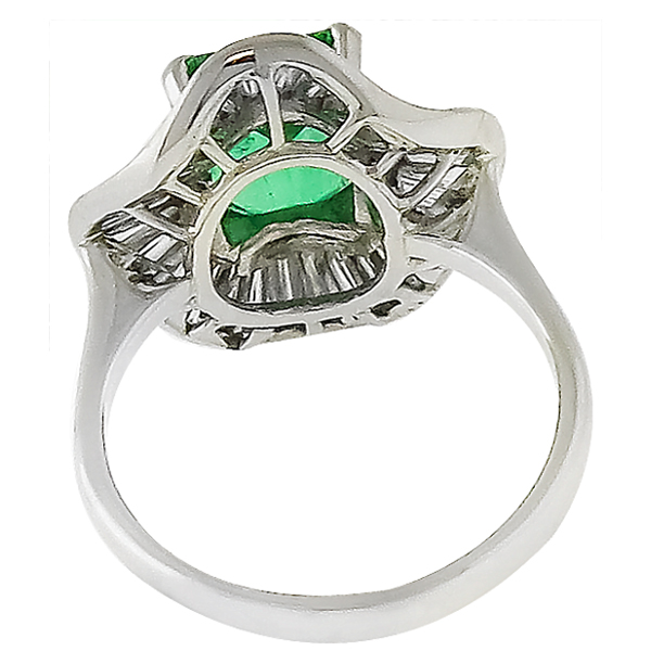 2.23ct Col Emerald 1.85ct Diamond Ballerina Ring