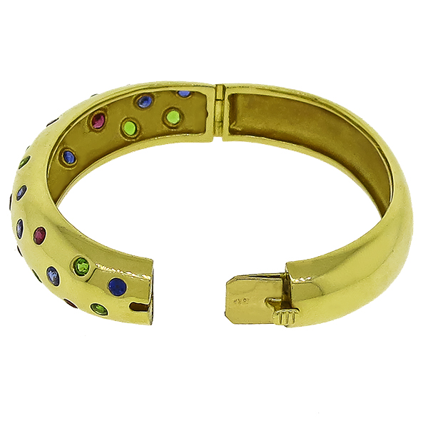 J Viteau Sapphire Emerald Ruby Gold Bangle